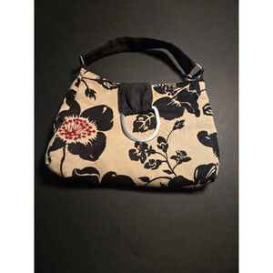 Women's Unbranded Beige Black Red Floral Fabric Shoulder Bag One Size